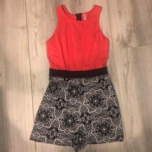 Red, Black and White Romper